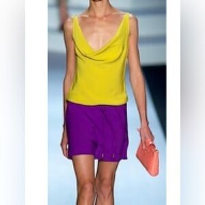 Diane von Furstenberg 100% Silk Romper Playsuit Jumpsuit Color Block Neon